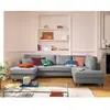 LISA DESIGN Anna - canapé panoramique d'angle droit 7 places convertible avec coffre en velours texturé - Gris