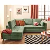 LISA DESIGN Anna - canapé d'angle gauche 5 places convertible en velours texturé - Vert sauge