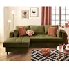 LISA DESIGN Anna - canapé d'angle gauche 4 places convertible avec coffre en velours texturé - Vert Olive