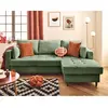 LISA DESIGN Anna - canapé d'angle droit 4 places convertible avec coffre en velours texturé - Vert sauge