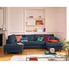 LISA DESIGN Anna - canapé panoramique d'angle gauche 7 places convertible avec coffre en velours texturé - Bleu