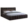 BESTMOBILIER Cleo - lit coffre avec led - 180x200 cm - sommier inclus - en velours - Marron