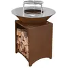 MON MOBILIER DESIGN FIESTA Brasero haut acier corten avec plaque et grille amovible inox barbecue plancha extérieur Ø 75 cm