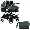 DUO SMART Poussette jumeaux ou enfants rapprochés largeur 79 cm Vert s...