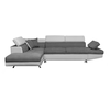 LOUNGITUDE Canapé d'angle RIO Convertible avec coffre en microfibre et simili - Angle Gauche, Blanc et gris