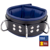 Collier rembourré en cuir 3 Anneaux D Bleu  