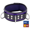 Collier en cuir 3 Anneaux D Violet-Noir  