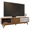 Meuble TV - VENEZA - Imitation Chêne et Blanc - 1 Porte - 2 Tiroirs - ...