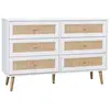 SWEEEK Commode effet bois et cannage 6 tiroirs Bohème. blanc - 120x39x79cm