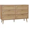 SWEEEK Commode. Eva. 6 tiroirs. décor bois. cannage arrondi L 120 x l 39 x H 79cm