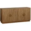SWEEEK Buffet exotique 4 portes. effet bois de manguier rainuré. poignées en métal doré. L 160 x P 40 x H 75cm
