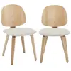 Lot de 2 chaises - SWEEEK - Bois courbé - Bouclette texturée - Effet chêne - Gris clair
