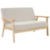SWEEEK Banquette canapé 2 places en bois et tissu velours côtelé coloris blanc crème. Isak. L 114 x P 69.5 x H 73cm