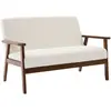 SWEEEK Banquette canapé 2 places en bois teinté noyer clair et tissu bouclette. Isak. L 114 x P 69.5 x H 73cm