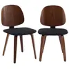 SWEEEK Lot de 2 chaises décor bois courbé placage effet noyer et bouclette texturée noire