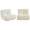 Fauteuil chauffeuse en bouclette texturée blanc SWEEEK - Lot de 2 - Style contemporain - Avec accoudoirs