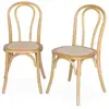 SWEEEK Lot de deux chaises vintage en bois avec assise en rotin et dossier arrondi coloris naturel
