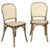 SWEEEK Lot de deux chaises vintage en bois marron vieilli avec assise et dossier en rotin