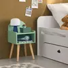 Table de chevet chambre enfant - SWEEEK - Vert - Pieds en pin - 1 casier ouvert