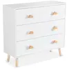 Commode enfant - SWEEEK - Blanc - 3 tiroirs - Pieds et poignées en pin