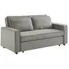 SWEEEK Canapé convertible 3 places gris clair velours côtelé. banquette. lit