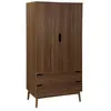 Armoire dressing vintage - SWEEEK - 2 portes - 2 tiroirs - couleur noyer