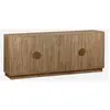 SWEEEK Buffet exotique 4 portes. effet bois de manguier rainuré. poignées en métal doré. L 180 x P 40 x H 75cm