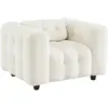 Fauteuil 1 place en bouclette texturée capitonné blanc - SWEEEK - Salo...