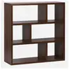 SWEEEK Etagère bibliothèque asymétrique 3 niveaux 6 compartiments. effet bois de noyer.  L 111.2 x P 39 x H 115.2cm