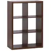 SWEEEK Etagère bibliothèque 2 niveaux 6 compartiments. effet bois de noyer. L 111.2 x P 39 x H 76cm