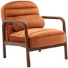 SWEEEK Fauteuil scandinave bois d'hévéa teinté noyer et tissu velours terracotta