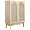 SWEEEK Meuble à chaussures petit buffet décor bois et cannage 2 portes Judith