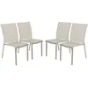 SWEEEK Lot de 4 chaises de jardin CLEVELAND empilables aluminium et textilene kaki. 64.5 x 45.5 x 89.5 cm