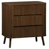 Commode 3 tiroirs. décor strié noyer. L 80x P 45  H 80cm