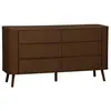 Commode 6 tiroirs. décor strié noyer. L 150 x P 45  H 80cm