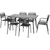 sweeek - Vouwbare metalen tuintafel 6 stoelen, waarvan 2 met armleunin...