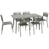 SWEEEK Table de jardin pliante métal 6 chaises. Amelia. kaki. 141.2 x 80 x 72.5cm