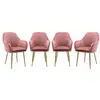 SWEEEK Lot de 4 fauteuils en velours vieux rose et pieds en métal noir. Shella L 57 x P 59 x H 84.5