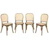 SWEEEK Lot de 4 chaises vintage en bois avec assise et dossier en rotin. coloris marron vieilli. L 44.5 x P 48 x H 89.5cm