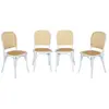 SWEEEK Lot de 4 chaises vintage en bois avec assise et dossier en rotin. coloris blanc. L 44.5 x P 48 x H 89.5cm