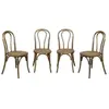 SWEEEK Lot de 4 chaises vintage en bois avec assise en rotin et dossier arrondi. coloris marron vieilli. L 48 x P 49.5 x H 90cm