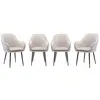 Lot de 4 fauteuils en velours blanc cassé - SWEEEK - Shella - Pieds en...