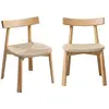 SWEEEK Lot de 2 chaises scandinaves en bois dhévéa naturel et assise e...