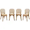SWEEEK Lot de 4 chaises vintage en bois avec assise et dossier en roti...