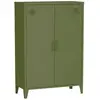 Commode/armoire en métal kaki. 2 espaces de rangement. casiers