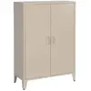 Commode/armoire en métal beige. 2 espaces de rangement. casiers