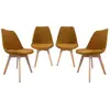 SWEEEK Lot de 4 chaises scandinaves revêtement velours côtelé ocre. pi...