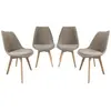 SWEEEK Lot de 4 chaises scandinaves revêtement bouclette texturée taup...
