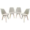 SWEEEK Lot de 4 chaises scandinaves revêtement bouclette texturée blan...