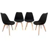 SWEEEK Lot de 4 chaises scandinaves revêtement velours côtelé noir. pi...